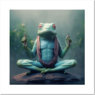 Funny frog yoga healing Posters and Art